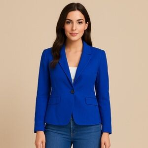 Rachel Zoe Royal Blue Linen Blend Blazer Jacket Women’s Size Large